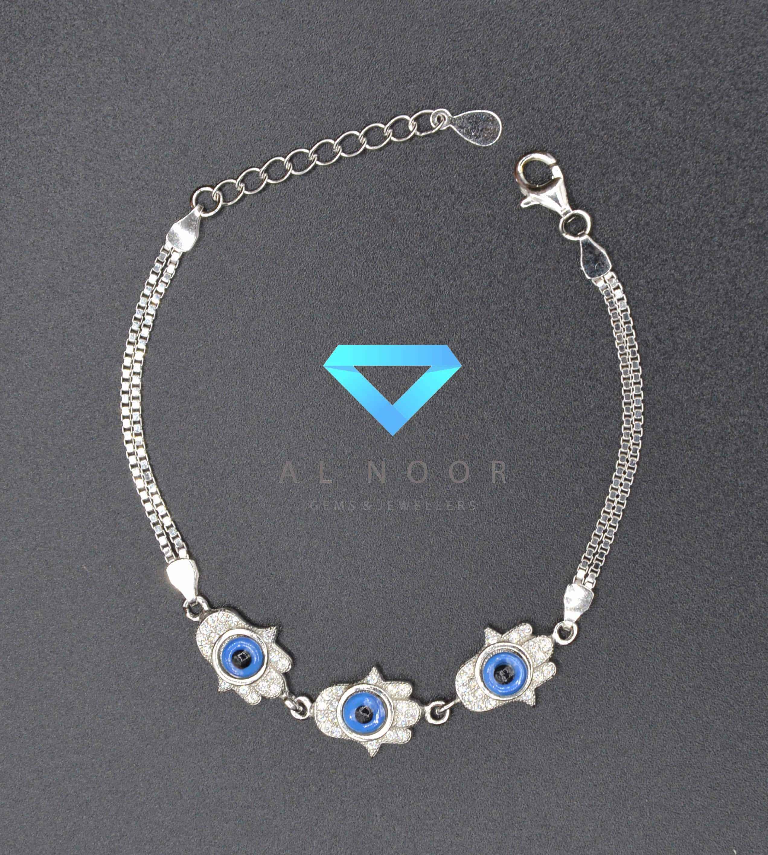Bracelet Turc Fait Main En Argent Sterling 925 Avec œil Grec (Nazar) - Occasion Comme Neuf