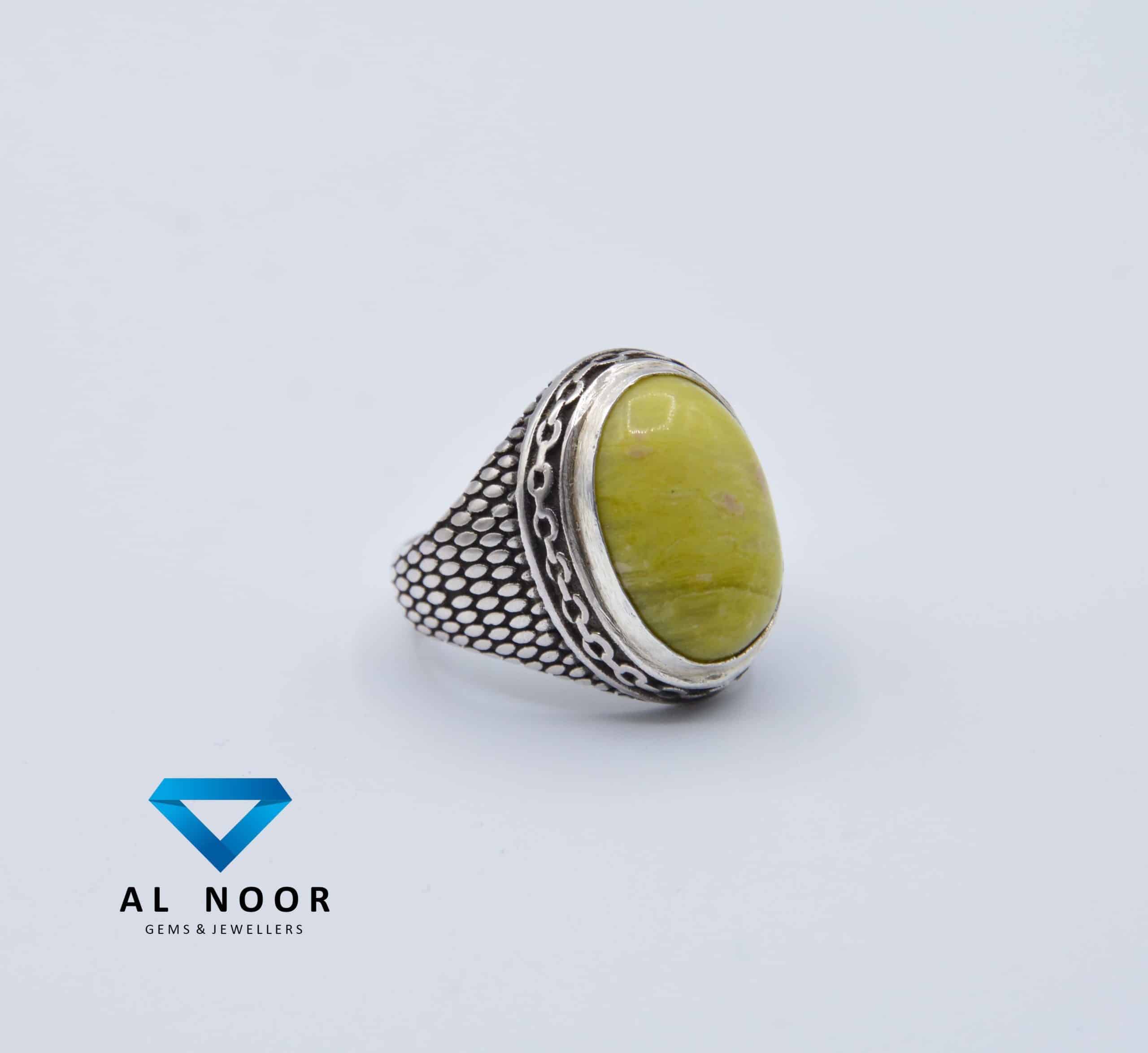 Hand Made Ring with Natural Serpentine - Al Noor Gems & Jewellers