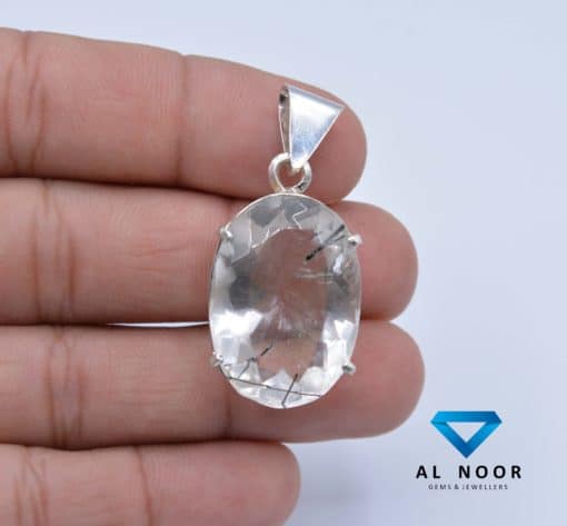 Silver Pendant with rutile quartz