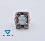 Silver ring for men with aquamarine