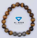 Brown Tiger eye Bracelet with silver beads