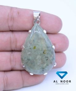 Handmade Silver Pendant - Natural Prehnite